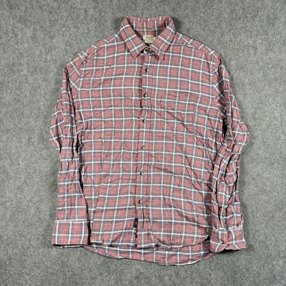Faherty Flannel Shirt Mens Medium Pink Blue Plaid MWF2109-LLP Long Sleeve Cotton